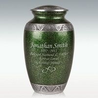 Large Green Lively Leaves Cremation Urn