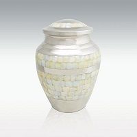 Large Brass Nickel Mother Of Pearl Cremation Urn