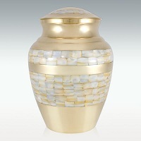 Large Brass Nickel Mother Of Pearl Cremation Urn