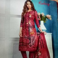 Ladies Printed Long Shirt - Cotton, Long Sleeve, Round Neck, Red Color, Regular Fit, Casual Wear