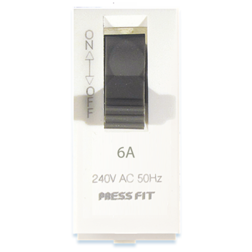 White Pressfit Edge Single Pole Mini Mcb Switch