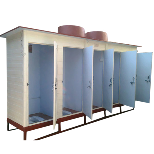Portable Toilet Cabin - Fiber-Reinforced, Variable Dimensions, Off-White | Customizable, Durable, Portable, In-Built Sewerage, Easy Setup