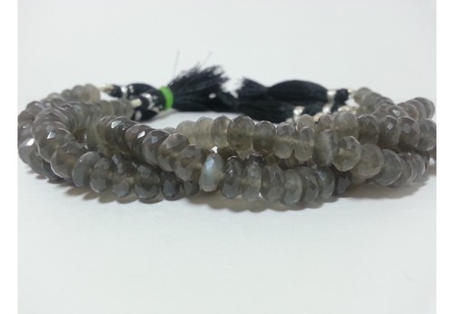 100% Natural AAA Gray Moonstone Faceted Rondelle Beads