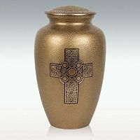 Celtic Knot Cross Brass Cremation Urn Engravable