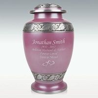 Pink & Silver Extra Large Lilac Leaves Cremation Urn Engravable