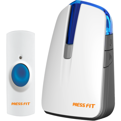 Pressfit Echo-I Wireless Door Bell - Plastic Material, High Operating Radius Through 2-3 Walls, IP44 Water Resistant | Auto-Learning Technology, 30+ Selectable Melodies, Remote LED Indicators, Exquisite Designs