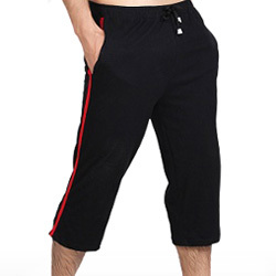 Men's Plain Black Capri