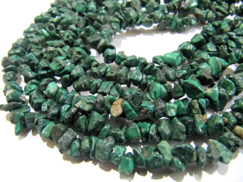 Natural Malachite Irregular Chip Gravel Uncut Nugget beads