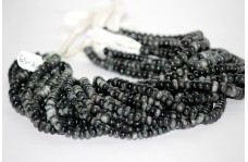 100% Natural Black Cat's Eye Faceted Rondelle Beads Strand