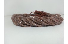 100% Natural Chocolate Coffee Moonstone Faceted Rondelle Beads Strand 3.5-4.5mm