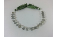 100% Natural Gray Moonstone Teardrop Shaped Beads Strand