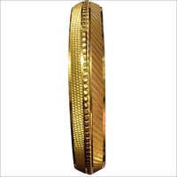 Gold Gents Kada - Gold Material, 3-5 Inch Size | Elegant Diamond Shape Pattern, Smooth Finish For Ethnic And Modern Styles