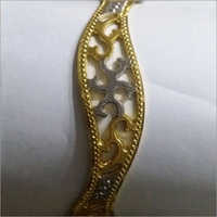 Pure Gold Bangle - Silver With Gold And Dotted Border | Elegant Modern Design For Women, Lightweight And Fashionable