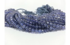 100% Natural Iolite Round Faceted Beads Strand 4-5mm
