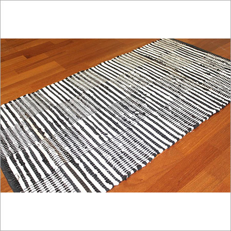 Multicolor Designer Swed Rug - Cotton, 2.5mm Thickness, Square Shape | Hand Washable, Customized Design, Modern Black and White Pattern