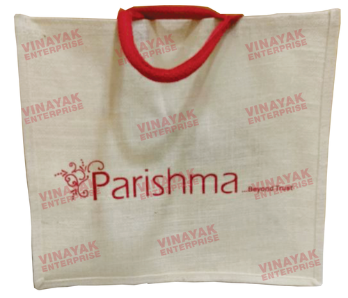 Fancy White Jute Bag - Jute Material, Printed Pattern, Brown Color | Handmade, Non Waterproof, Ideal for Gift and Shopping Use