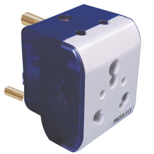 Pressfit Diya 16 Amp. 3 Pin Multi Plug - Tough Thermoplastic Polymer Body, 3 & 2 Pin Sockets for Versatile Use | Connect Multiple Appliances Simultaneously