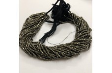 100% Natural Pyrite Faceted Rondelle Beads Strand 3-4mm