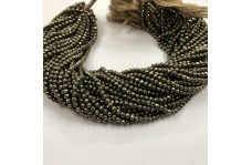 100% Natural Pyrite Faceted Round Ball Beads Strand 3.5-4mm