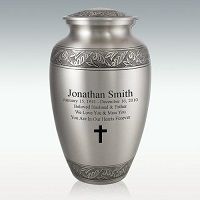 Leaf Medallion Brass Cremation Urn Engravable