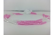 3mm Pink and White Cubic Zirconia Faceted Rondelle Beads Strand