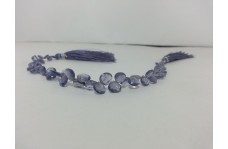 43.40cts Natural Iolite Faceted Heart Briolette Beads Strand