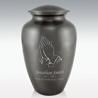 Praying Hands Classic Brass Cremation Urn Engravable