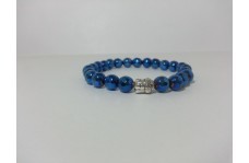 8mm Blue Hematite Smooth Round Beads Bracelet