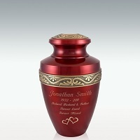 Medium Carmine Brass Cremation Urn Engravable