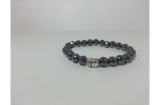 8mm Natural Hematite Faceted Round Beads Bracelet