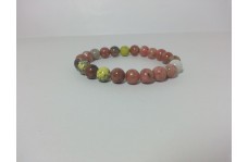 8mm Natural Rhodochrosite Smooth Round Beads Bracelet