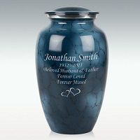 Large Washed Denim Brushed Cremation Urn Engravable