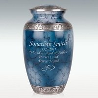 Large Washed Denim Brushed Cremation Urn Engravable