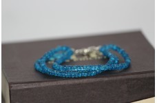 Stone Blue Topaz Faceted Rondelle Beads 3 Strand Bracelet