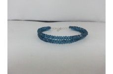 London Blue Topaz Faceted Rondelle Beads Bracelet with Silver Clasp