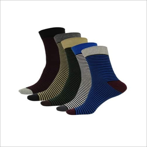 Mens Stripe Cotton Ankle Socks - Color: Blue