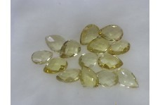 Lot of Natural Lemon Quartz Faceted Pear Undrilled Briolette Beads