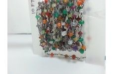 Multi Mix Gemstone Faceted Rondelle Beads Rosary Chain 3-4mm