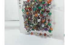 Mix Gemstone Faceted Rondelle Beads Rosary Chain 3-4mm