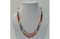 Multi 3mm Cubic Zirconia Faceted Beads Necklace