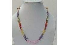 Stone Multi Color Cubic Zirconia Faceted Rondelle Beads Necklace 3Mm