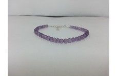 Blue Natural Amethyst Faceted Round Beads Bracelet With Clasp 4-4.5Mm