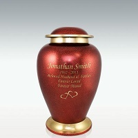Medium Cardinal Brass Cremation Urn Engravable