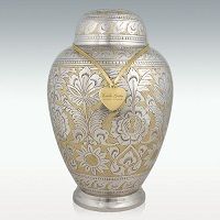 Floral Sunshine Brass Cremation Urn