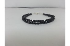 Natural Black Spinel Faceted Rondelle Beads Bracelet with Silver Clasp By THE JEWEL CREATION