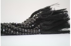 Natural Black Spinel Faceted Round Balls Beads 3.5-4mm