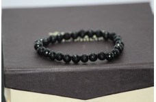 Natural Black Spinel Faceted Round Beads Bracelet