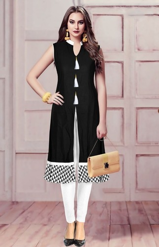 Ladies Designer Blue Color Kurti - Bust Size: 40