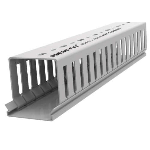 Pressfit PVC Panel Trunk - 15x15 to 100x100 mm, Grey | Rigid Self-Extinguishing PVC, Slotted Design for Easy Cable Management, Smooth Edges