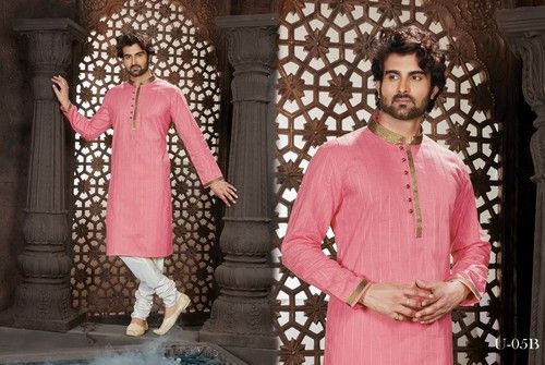 Baby Pink Classy Mens Kurta Pyjama